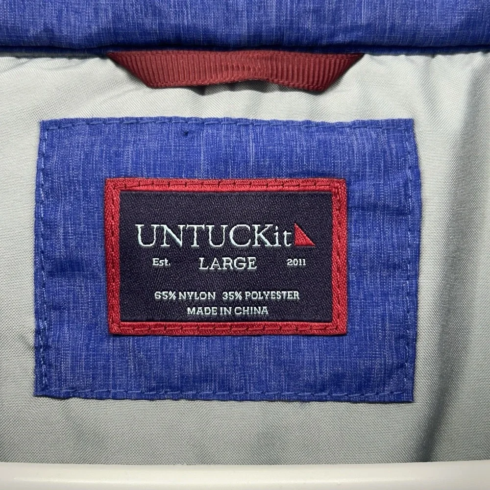 UNTUCKit Thierry Puffer Full Zip Vest Men Size Large Blue Quilted Soft Shell